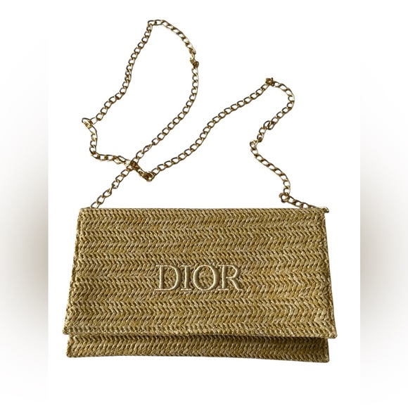 Dior Handbags - Dior Raffia Clutch w/ Chain Strap – Dior Beauty VIP Gift New